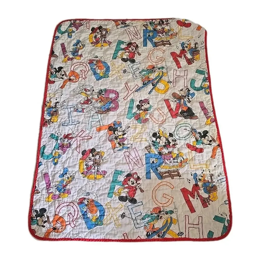 Vintage Dundee Micky Mouse ABC Alphabet Quilted Baby Bedding‎ Blanket 39